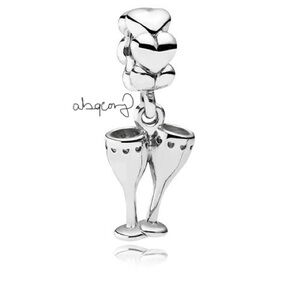 EUC Pandora 791150 Sterling Silver Cheers Champagne Flute Celebration Dangle